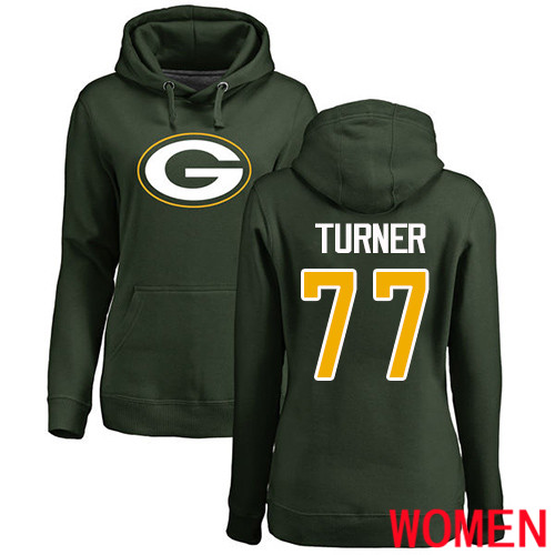 Green Bay Packers Green Women #77 Turner Billy Name And Number Logo Nike NFL Pullover Hoodie Sweatshirts